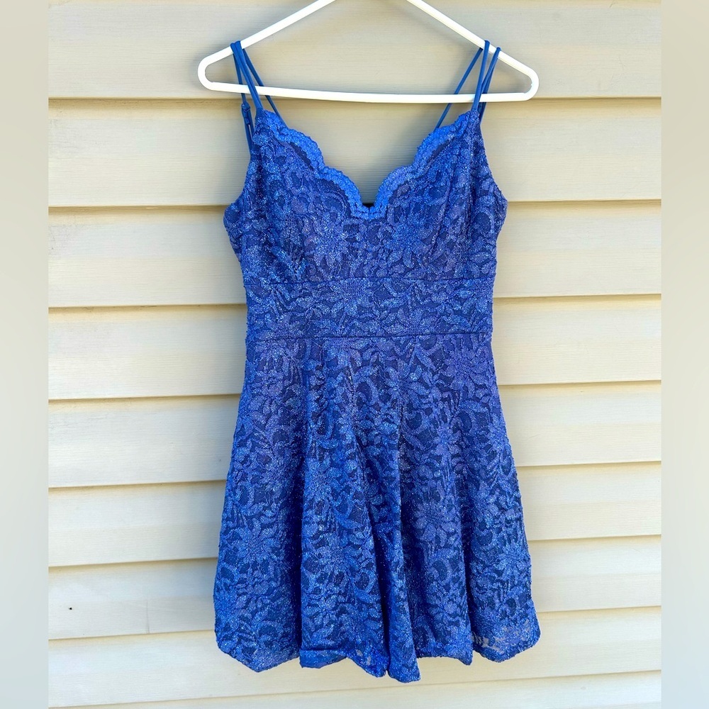 Vtg Y2K Teeze Me 9/10 sweetheart prom lace Strappy coquette floral scallop dress